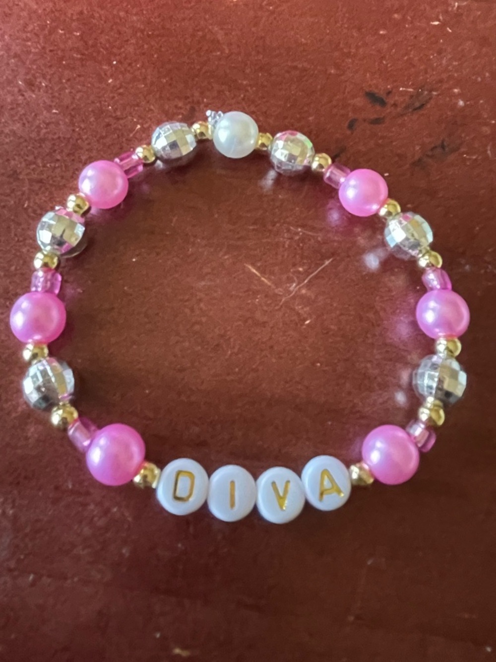 Diva Pink Beaded Stretch Bracelet